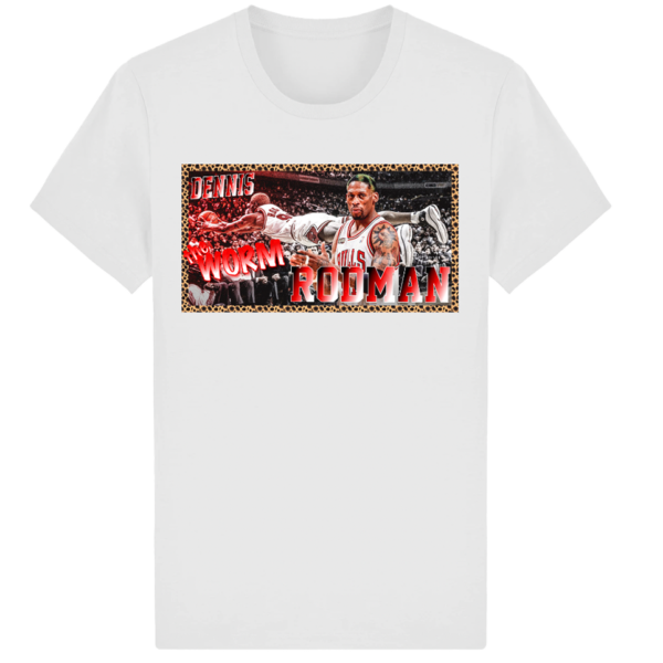 NBA_Dennis_Rodman_Vintage_White_Tshirt_Chicago_Bulls