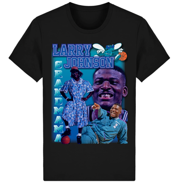 NBA_Larry_Jonhson_Grandmama_Black_Vintage_Tshirt_Charlotte_Hornets